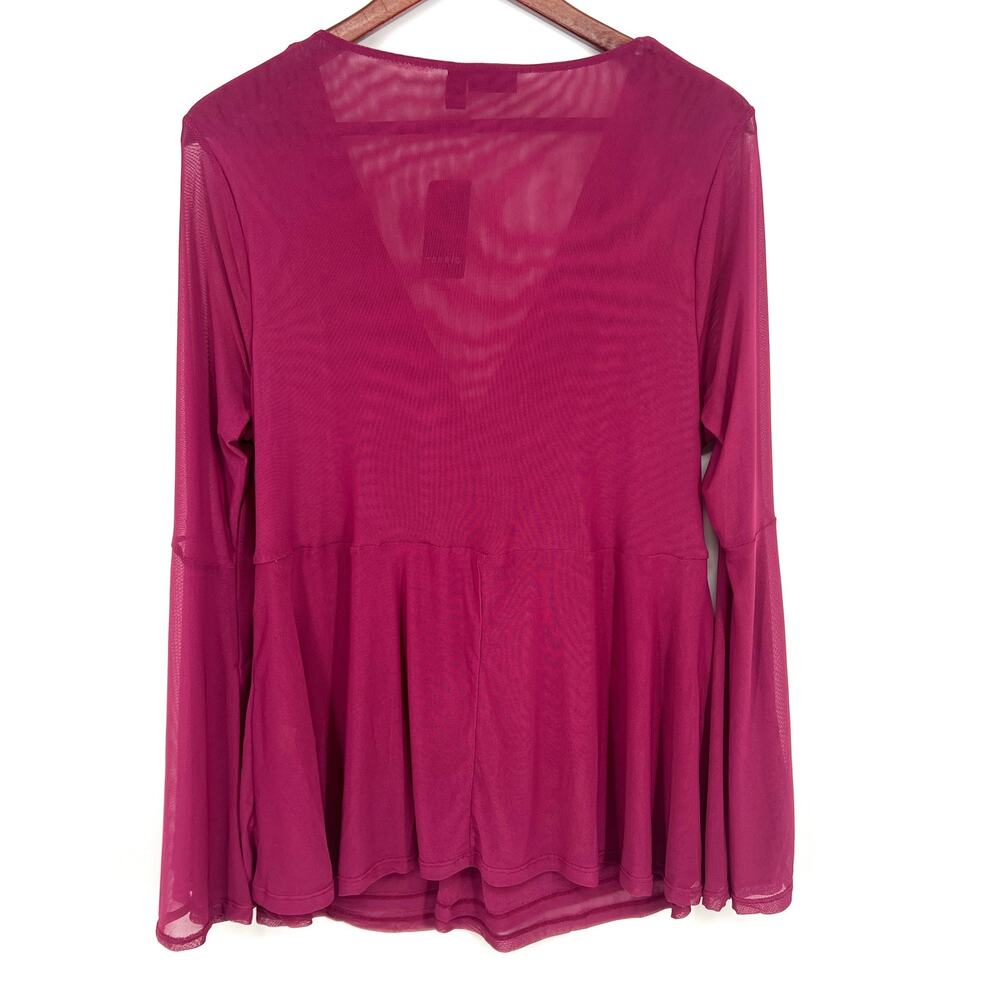 NEW NWT Torrid Size 0 Large 12 Magenta Pink Blouse Shirt Top Bell Sleeve - Picture 8 of 8